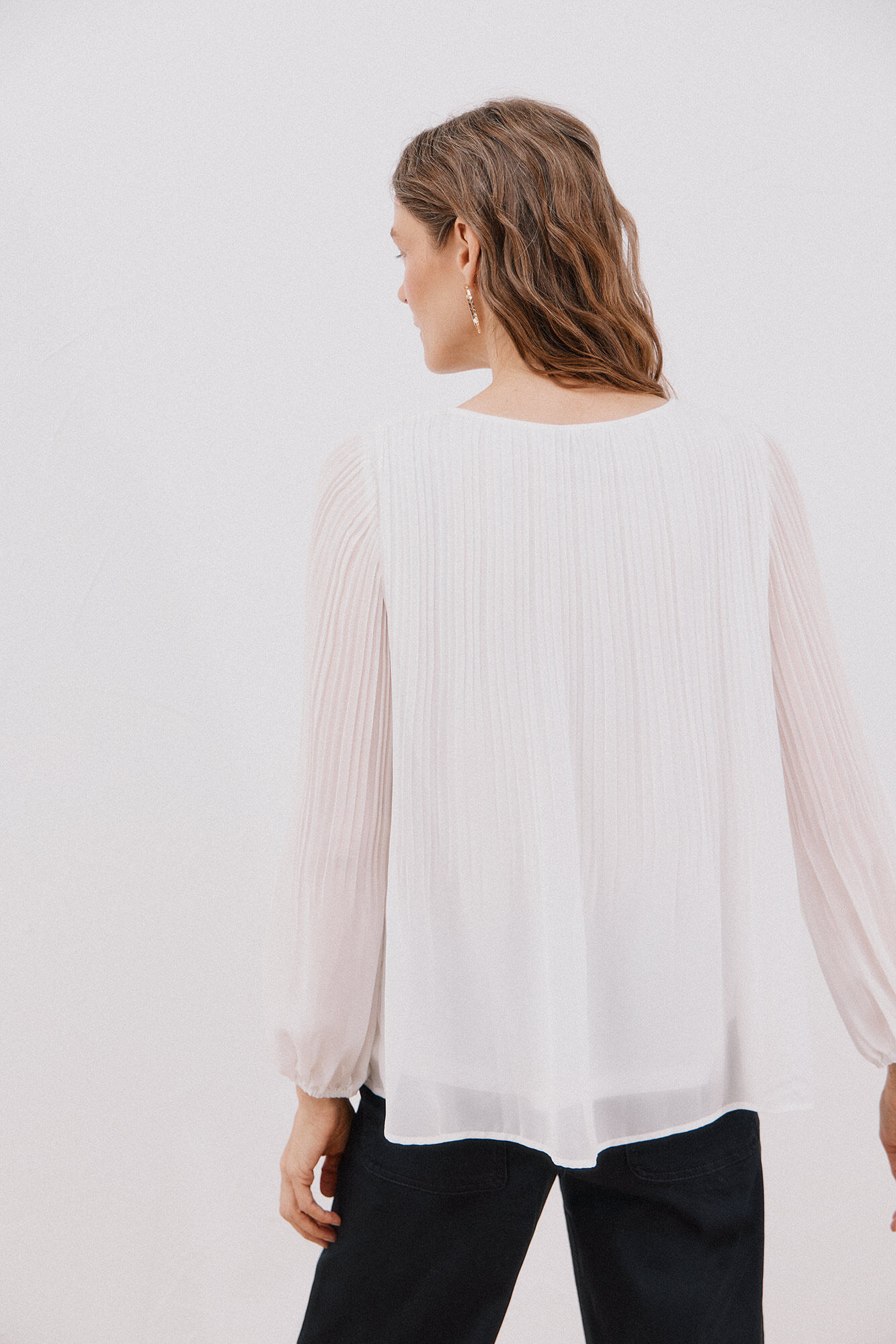 Cortefiel Blusa plisada Blanco
