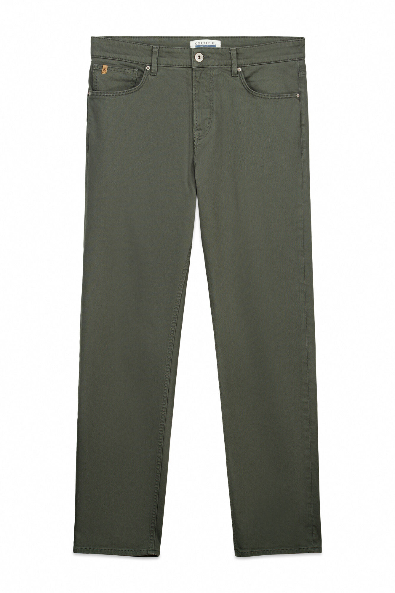 Cortefiel Pantal&oacute;n 5 bolsillos color regular fit Kaki