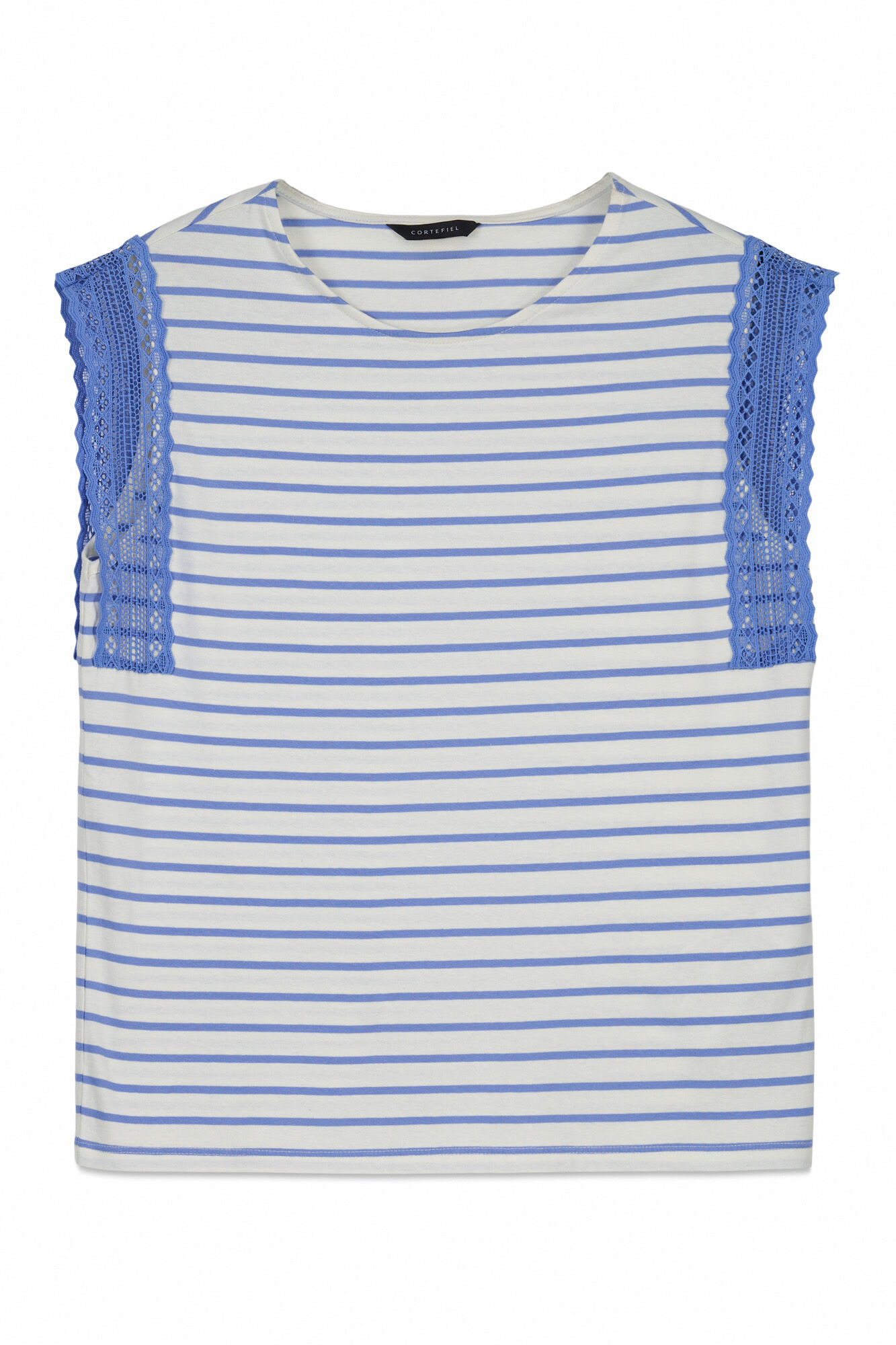 Cortefiel Playera manga guipur Azul