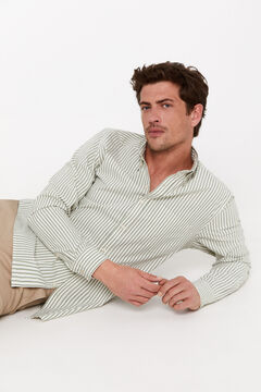 Cortefiel Camisa rayas planchado fácil Verde