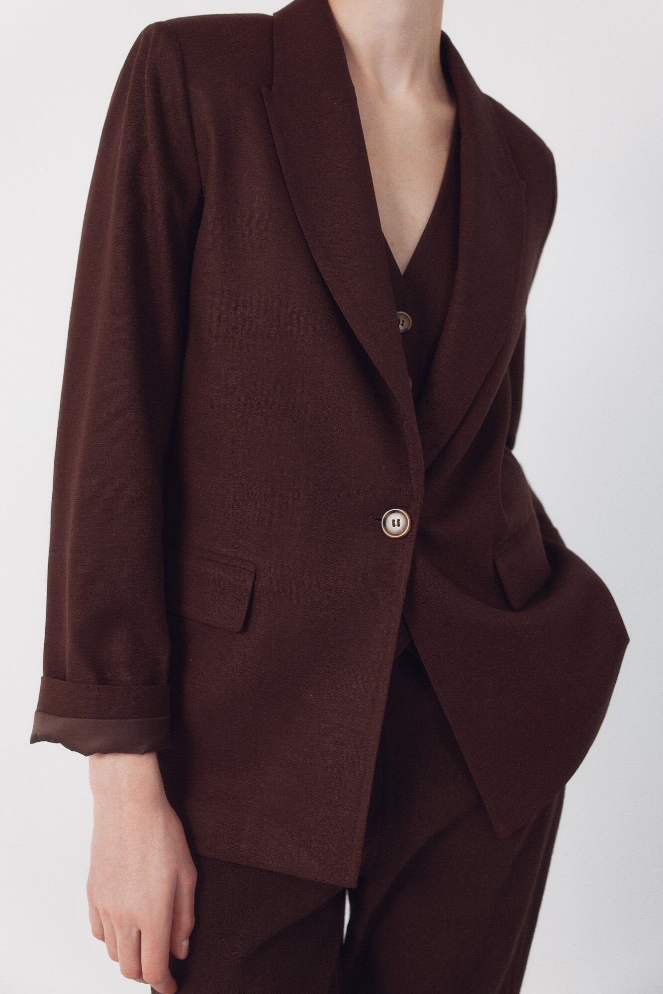Cortefiel Blazer de tejido con lino