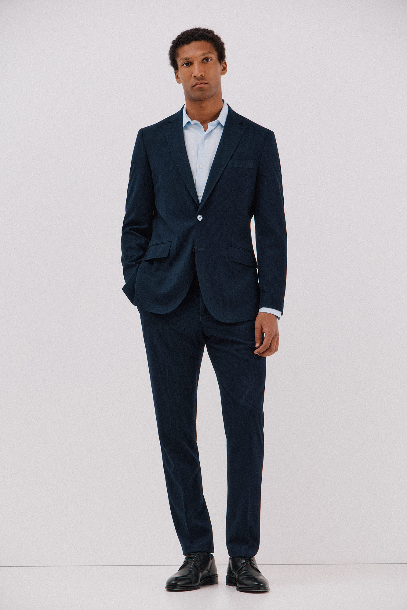 Cortefiel Camisa de vestir de pata de gallo de algod&oacute;n tencel Azul