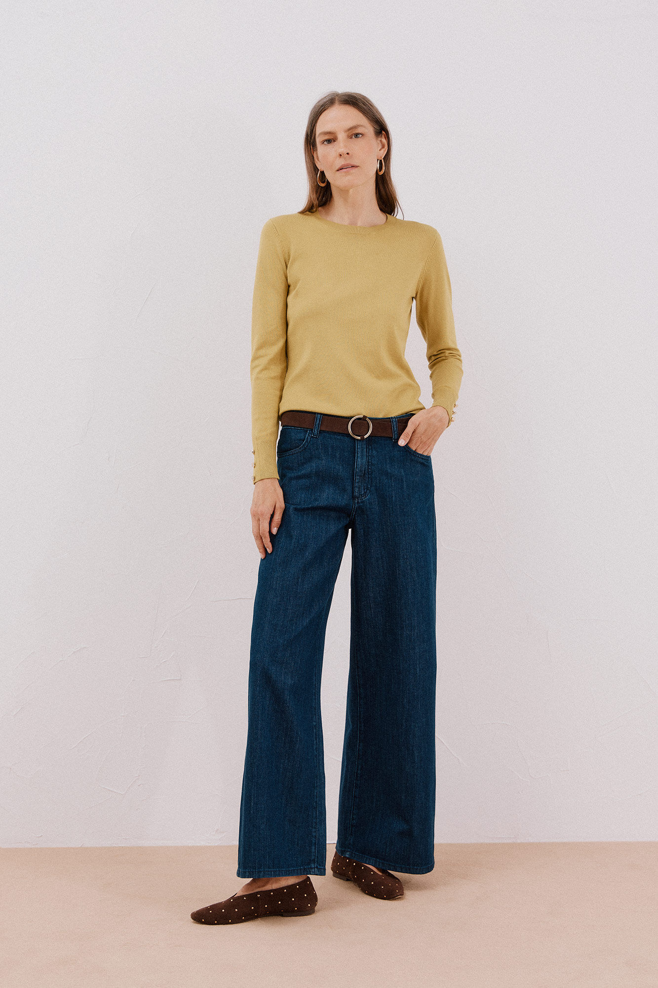 Cortefiel Su&eacute;ter de tejido fino Amarillo