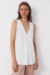 Cortefiel Top largo con pliegues Blanco