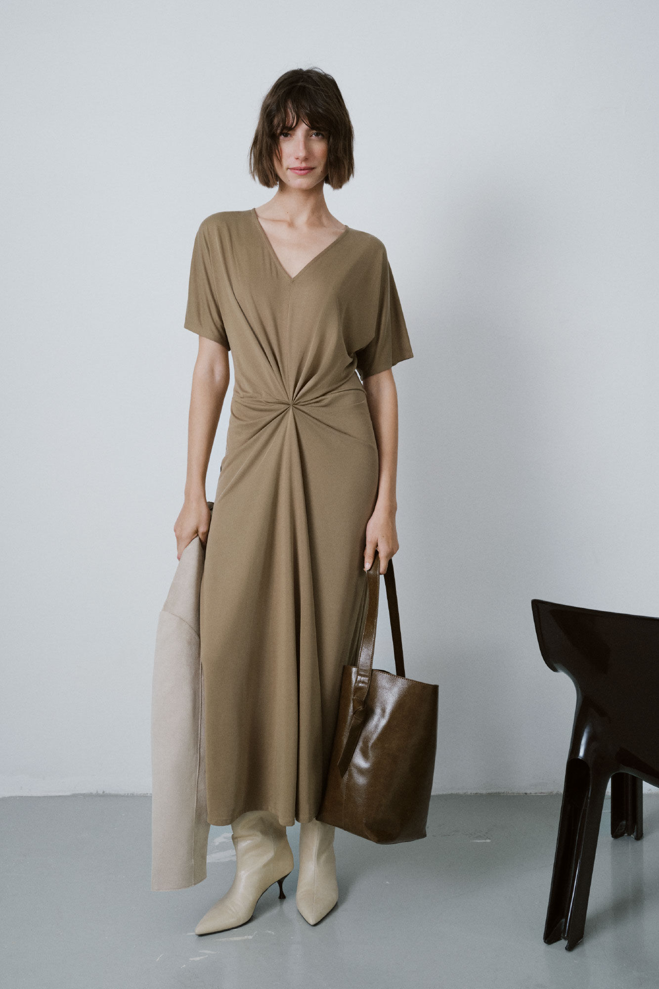 Cortefiel Vestido largo con nudo