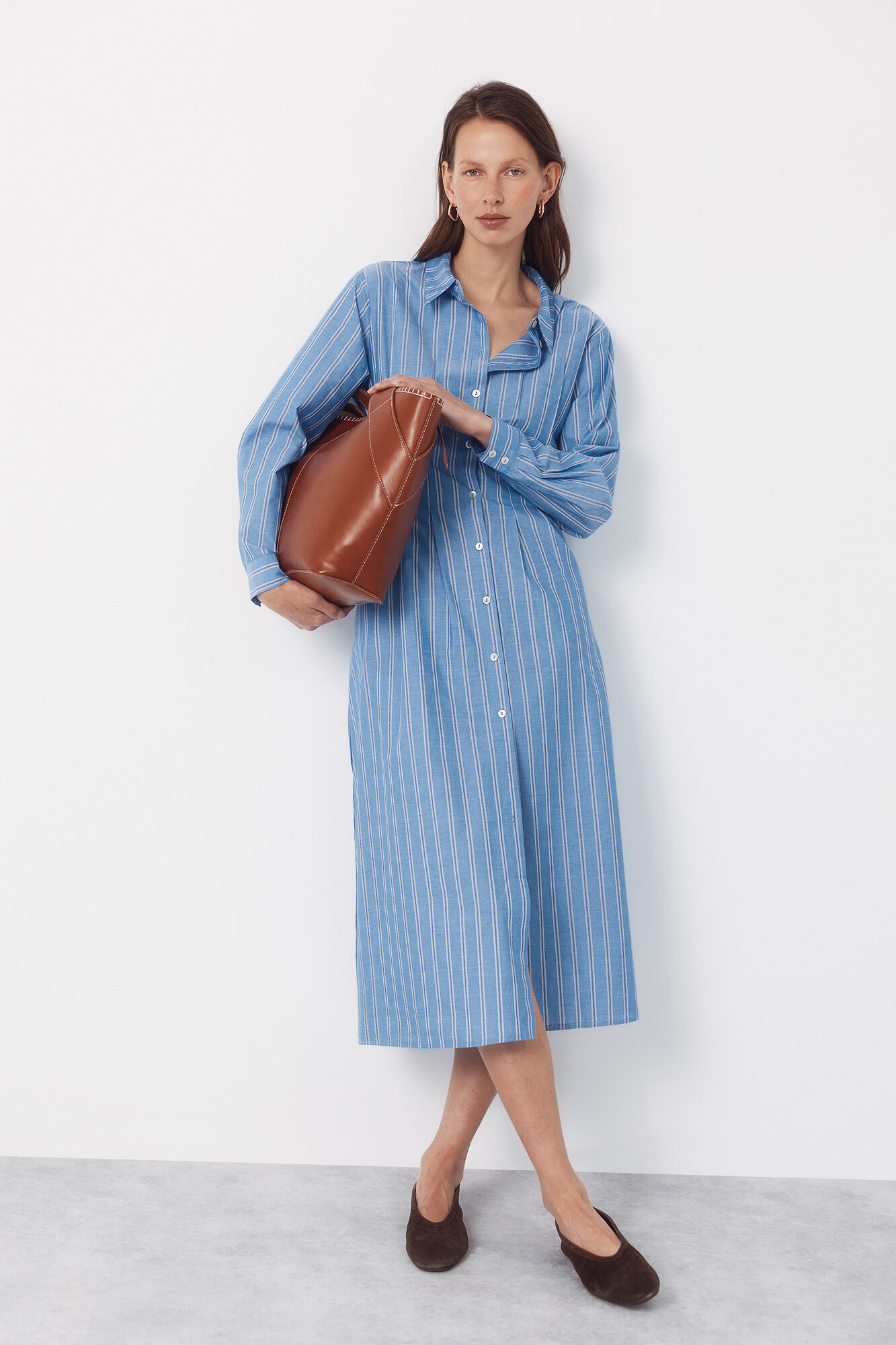 Cortefiel Vestido camisero de rayas Estampado azul