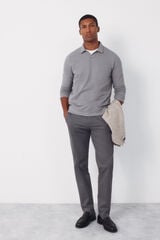 Cortefiel Polo estructura manga larga Gris