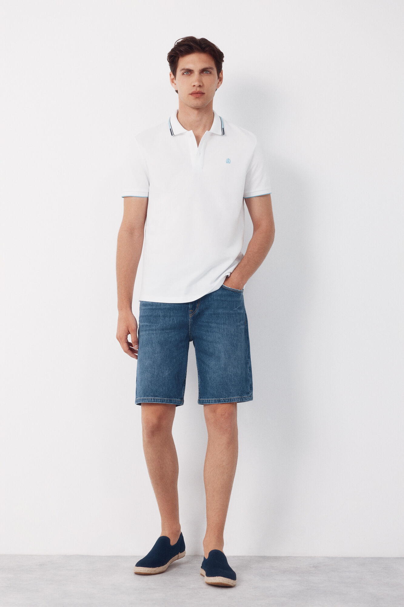 Cortefiel Polo con tips Blanco