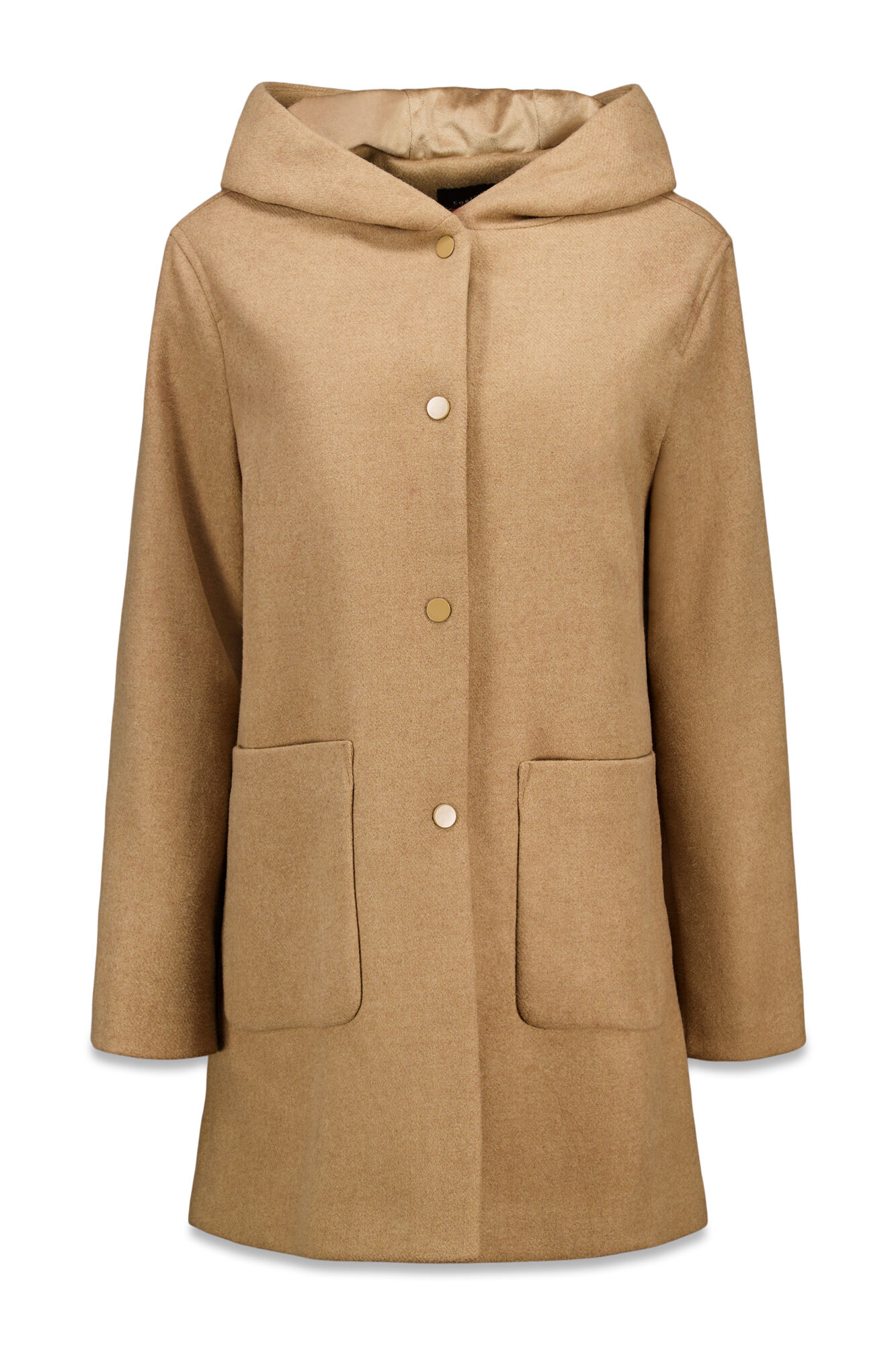 Cortefiel Abrigo pa&ntilde;o capucha Beige