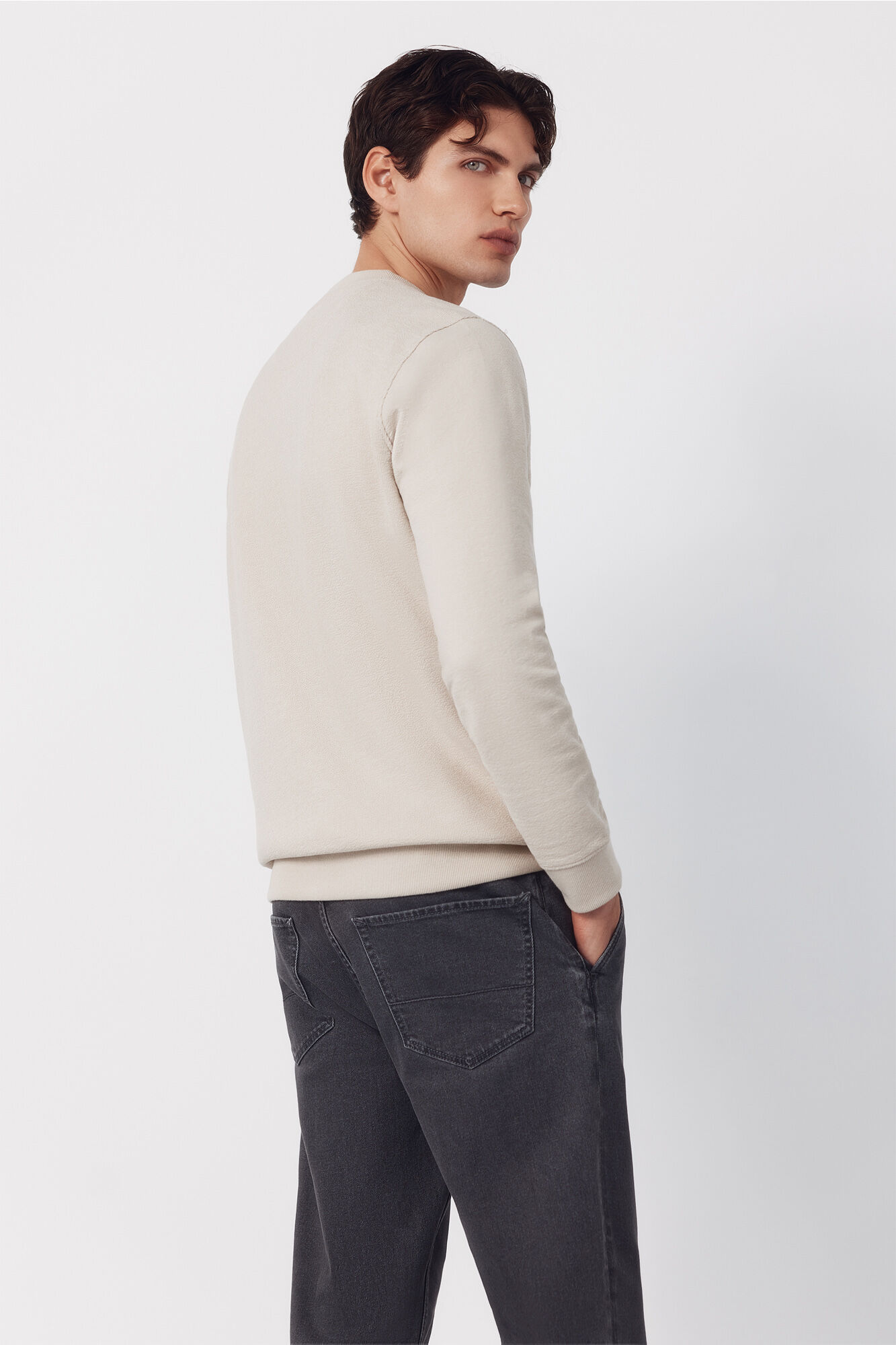 Cortefiel Sudadera estructura cuello caja Beige