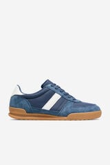 Cortefiel Zapatilla piel y textil Azul