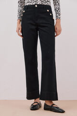 Cortefiel Pantalones palazzo botones Negro