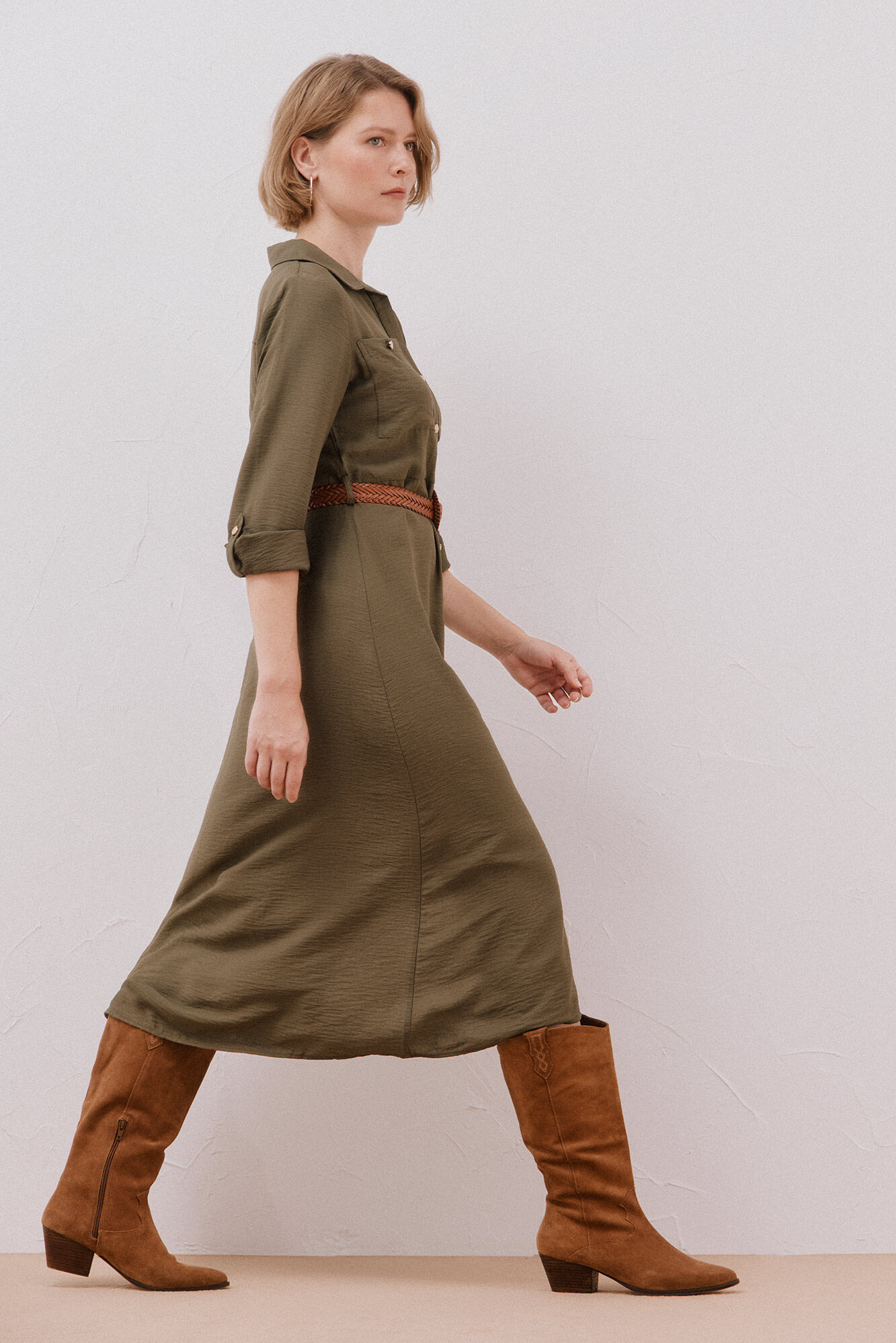 Cortefiel Vestido camisero cintur&oacute;n