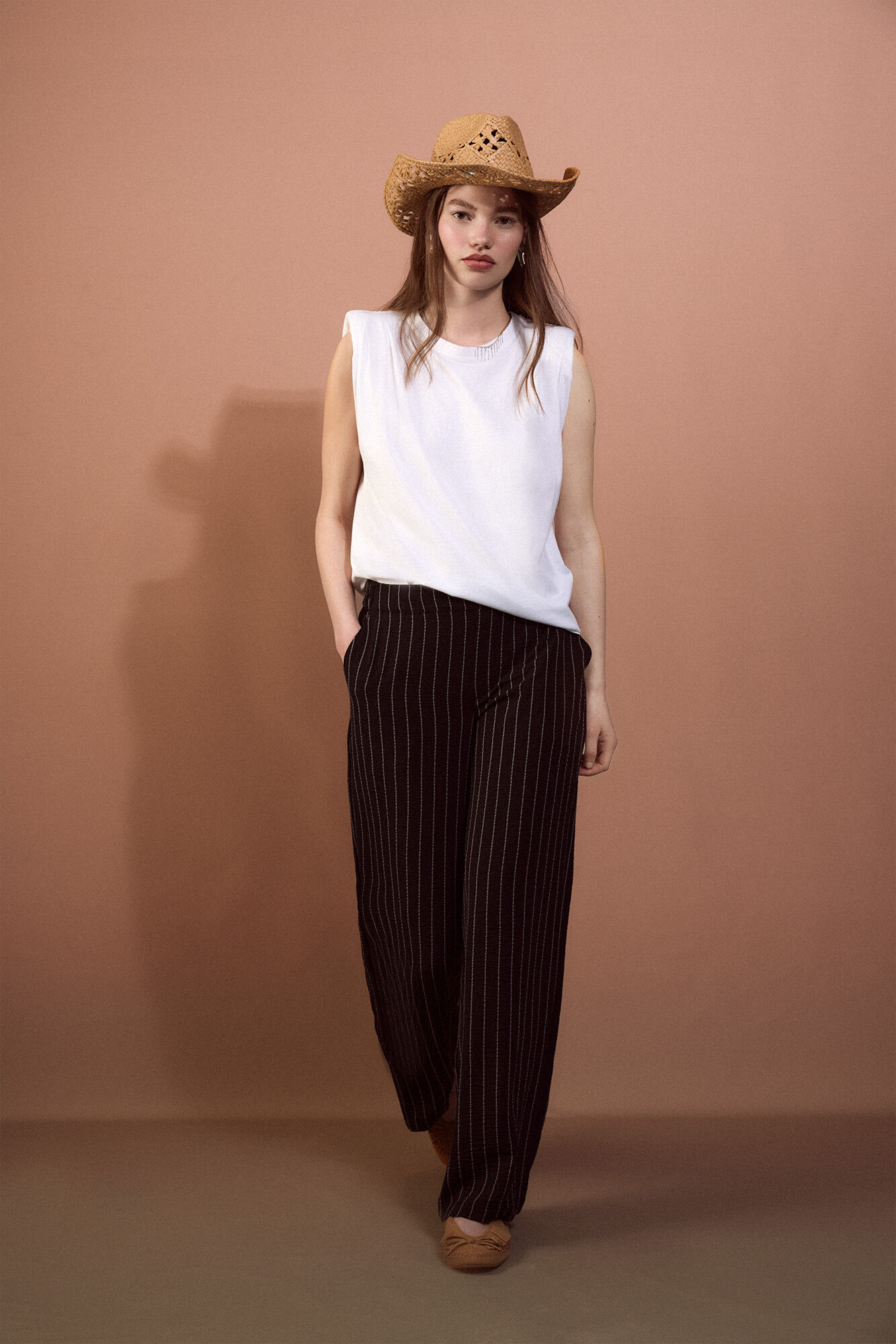Slowlove Pantal&oacute;n de pata ancha Estampado gris
