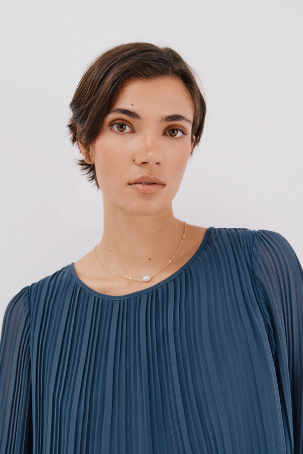 Cortefiel Blusa plisada Azul oscuro