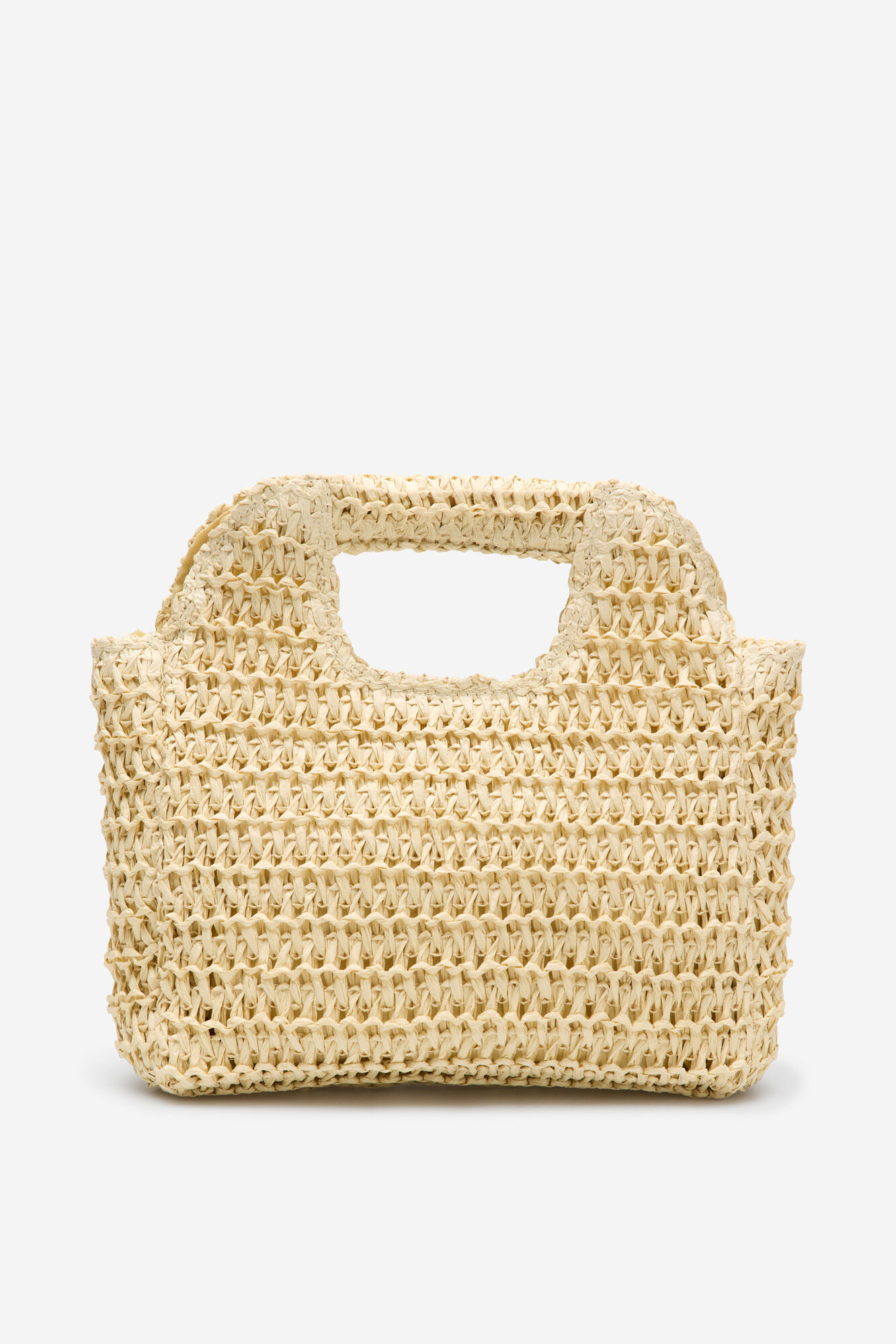 Cortefiel Bolsa trenzada de rafia Marfil