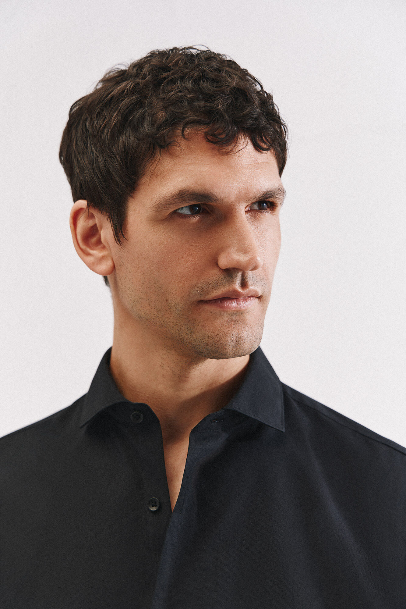 Cortefiel Camisa vestir otom&aacute;n slim fit f&aacute;cil plancha Negro