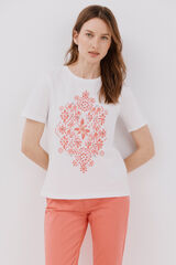 Cortefiel Playera estampado posicional Blanco