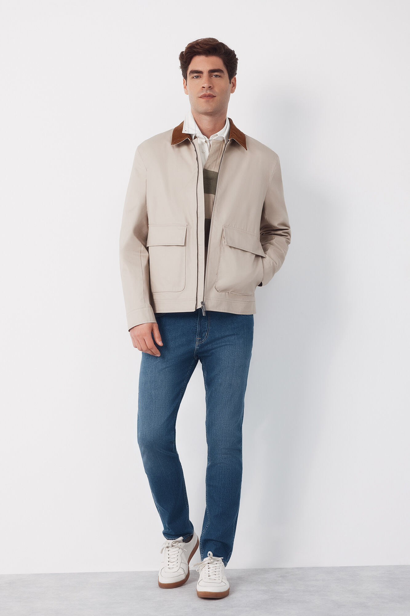 Cortefiel Cazadora con cuello combinado Beige