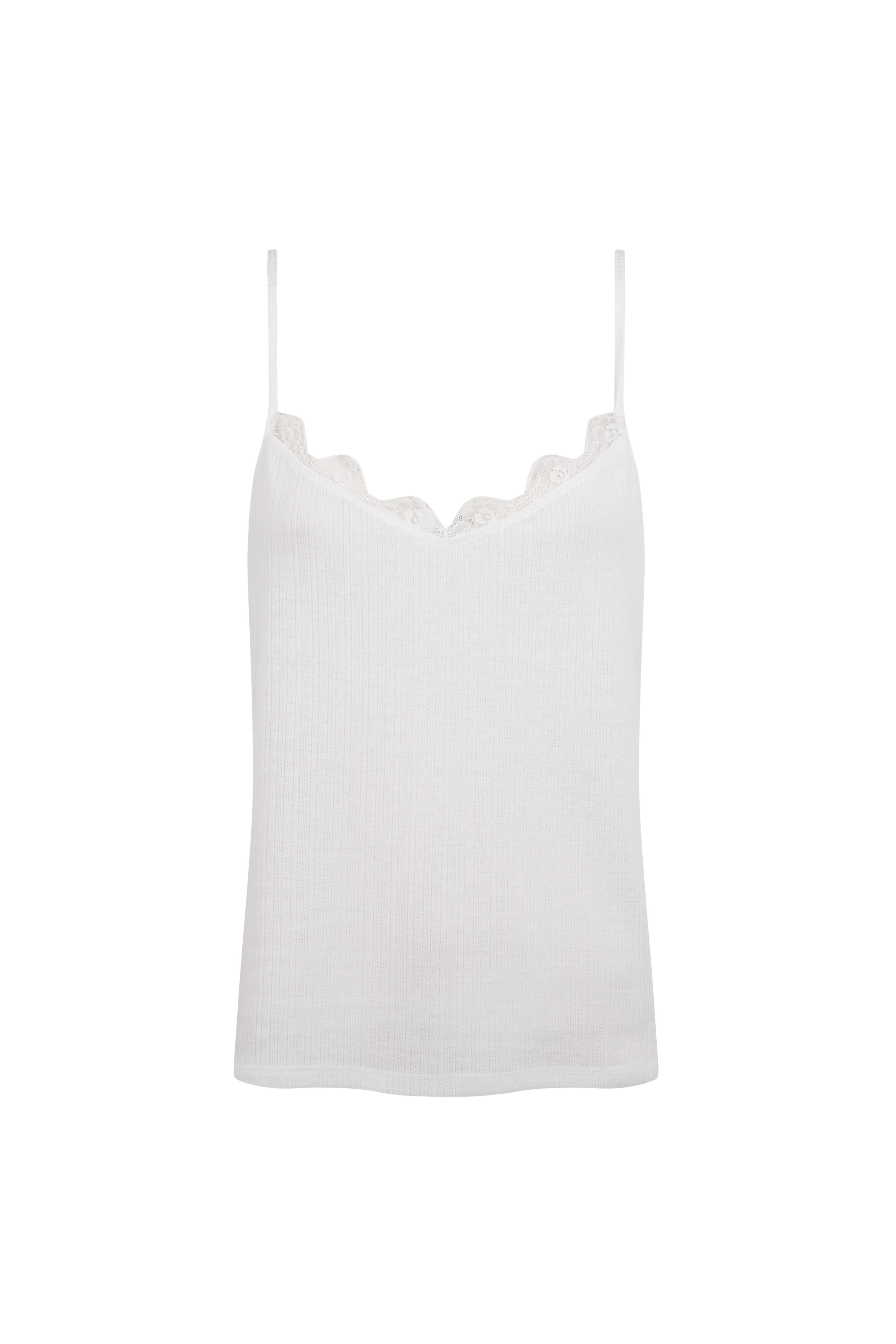 Slowlove Top tirantes detalle blonda Marfil