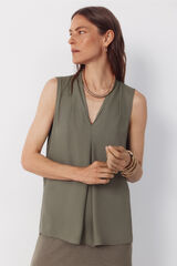 Cortefiel Blusa fluida con pliegues Verde