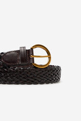 Cortefiel Square braided belt Marrón