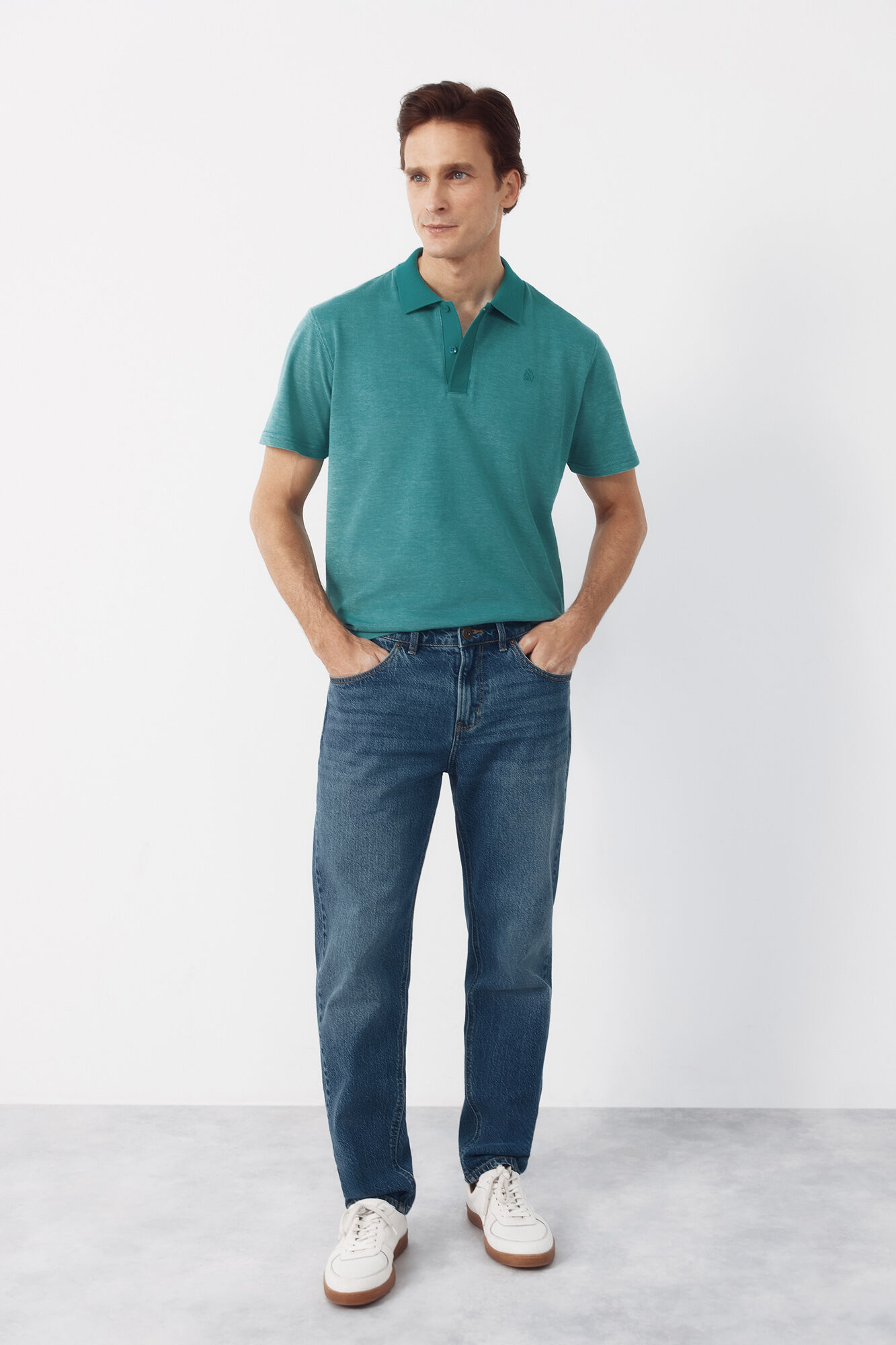 Cortefiel Polo textura Verde