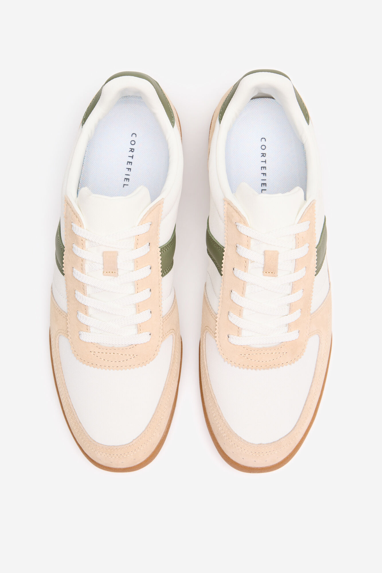 Cortefiel Zapatilla piel y textil Blanco