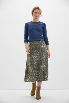 Cortefiel Falda midi estampada Estampado verde