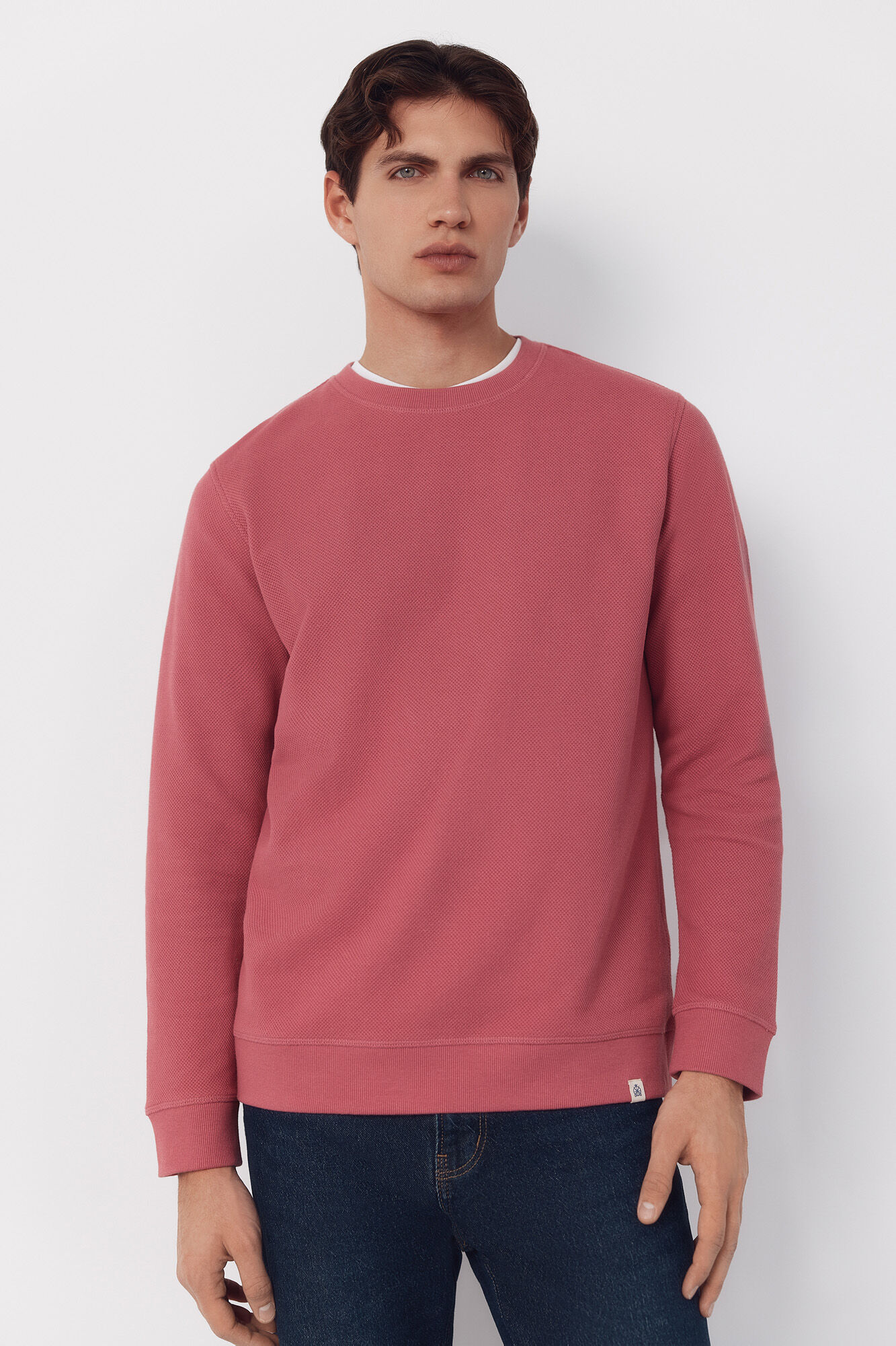Cortefiel Sudadera estructura cuello caja Rosa