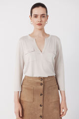 Cortefiel Playera con bolsillos Beige