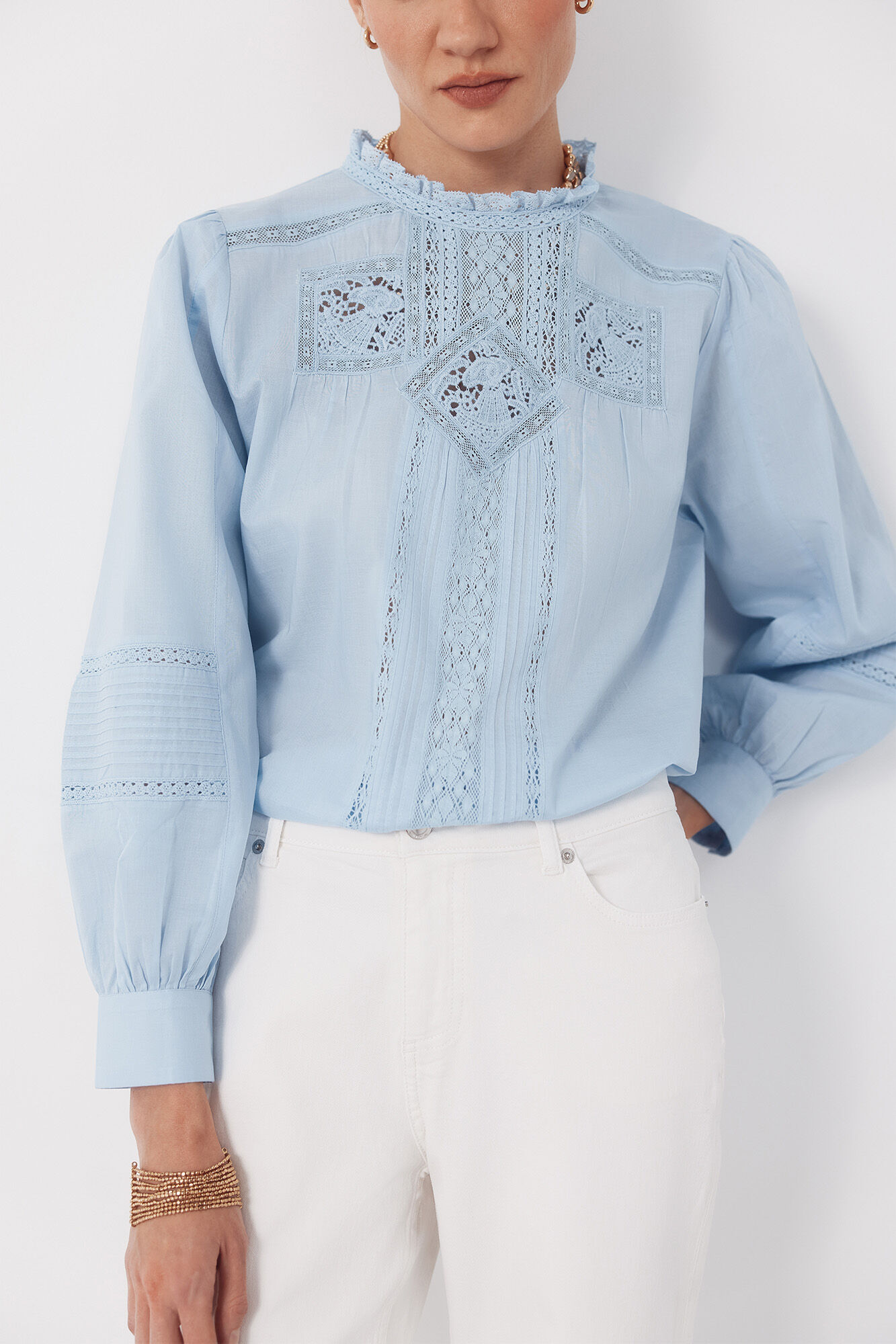 Cortefiel Blusa bordada Azul