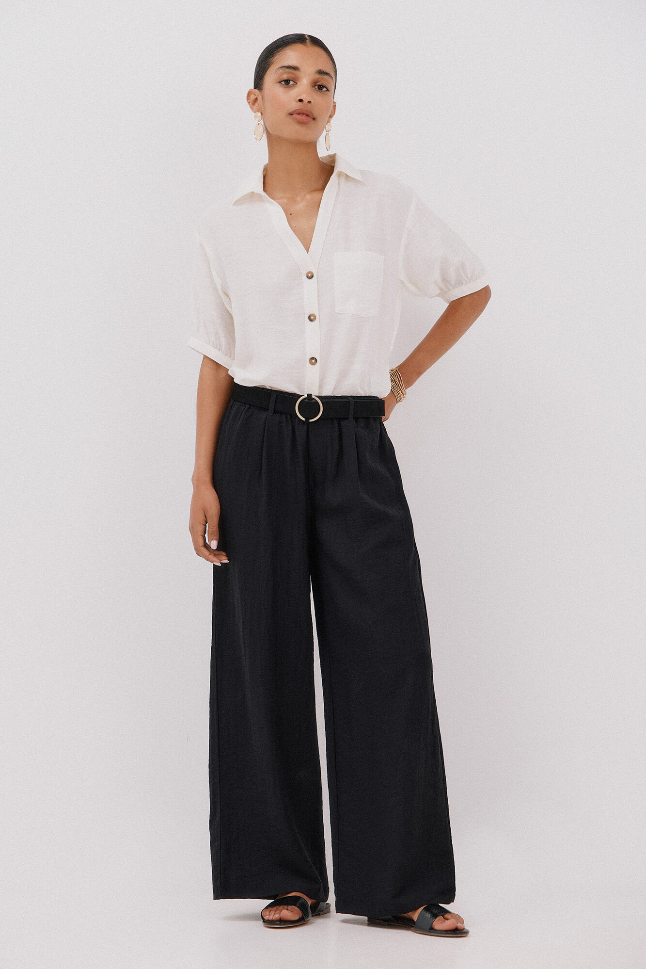 Cortefiel Camisa estampado animal Blanco