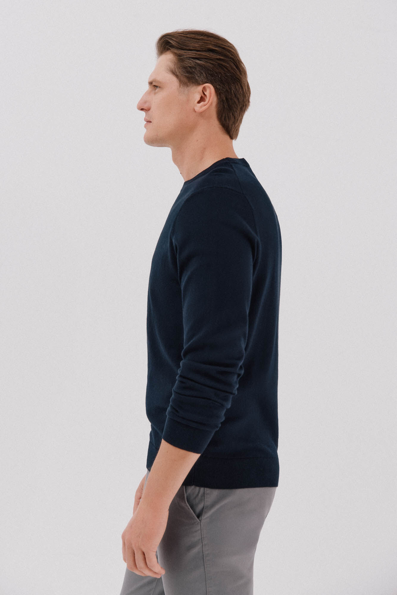 Cortefiel Su&eacute;ter algod&oacute;n cashmere cuello redondo ajustado Azul marino