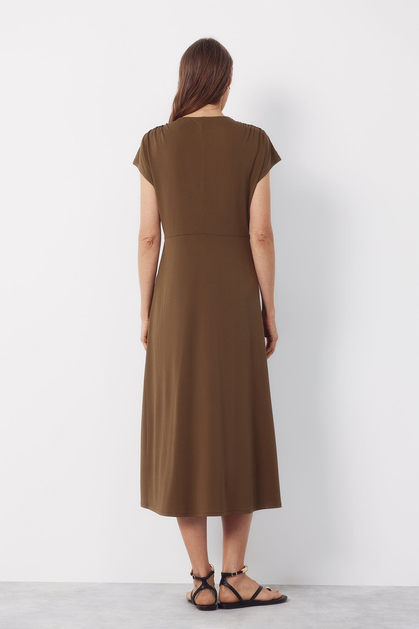 Cortefiel Vestido estampado de trenza Kaki