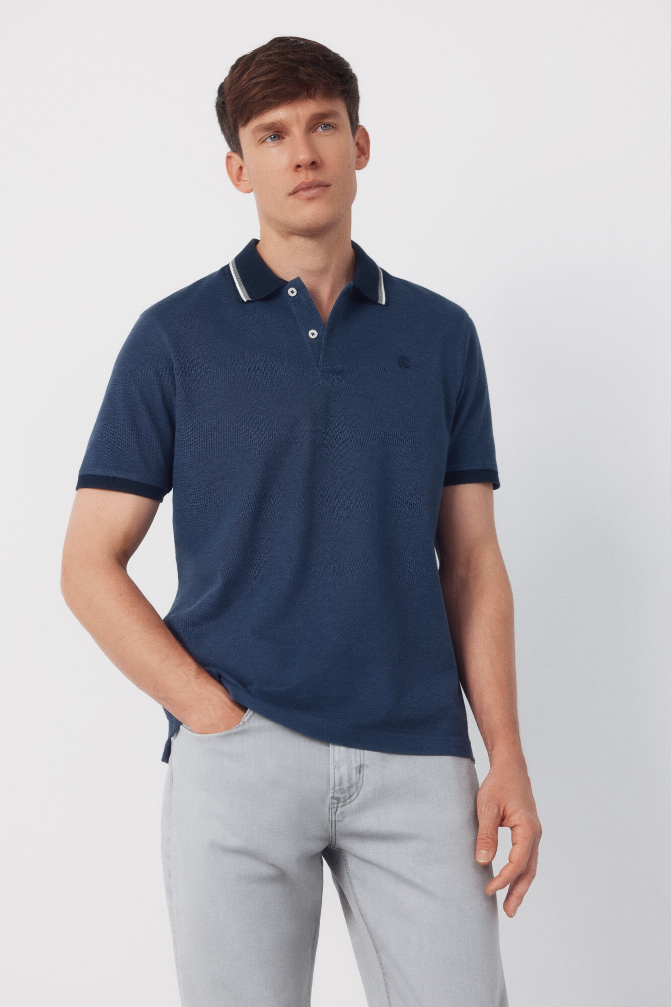 Cortefiel Polo oxford Azul marino
