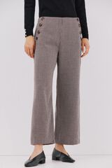 Cortefiel Pantalón de mujer crop y ancho Estampado granate