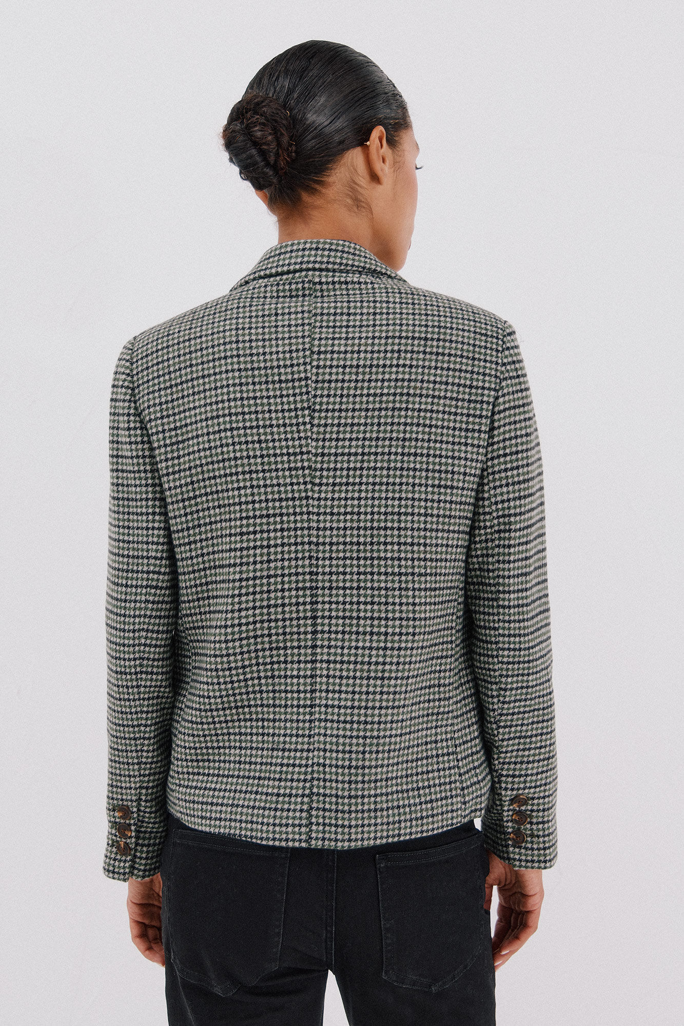 Cortefiel Blazer corta Estampado verde