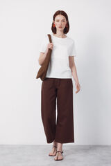 Cortefiel Playera con parche de crochet Blanco