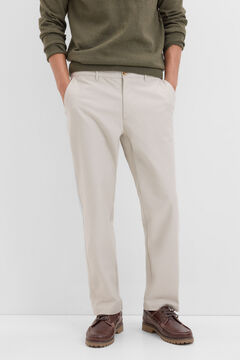 Cortefiel Pantalón chino confort regular fit Beige