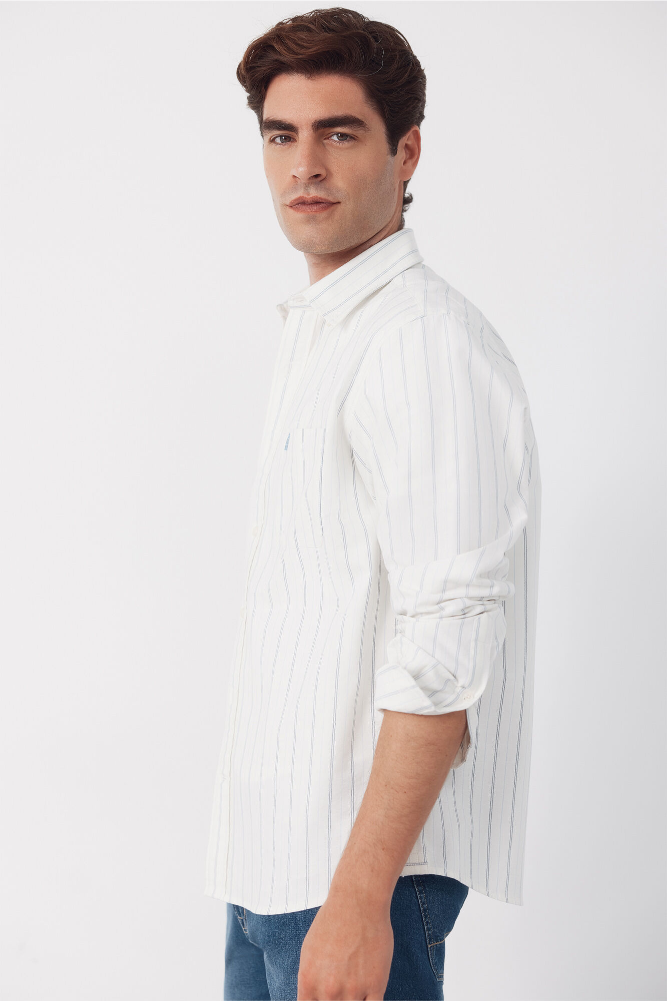 Cortefiel Camisa oxford rayas Marfil