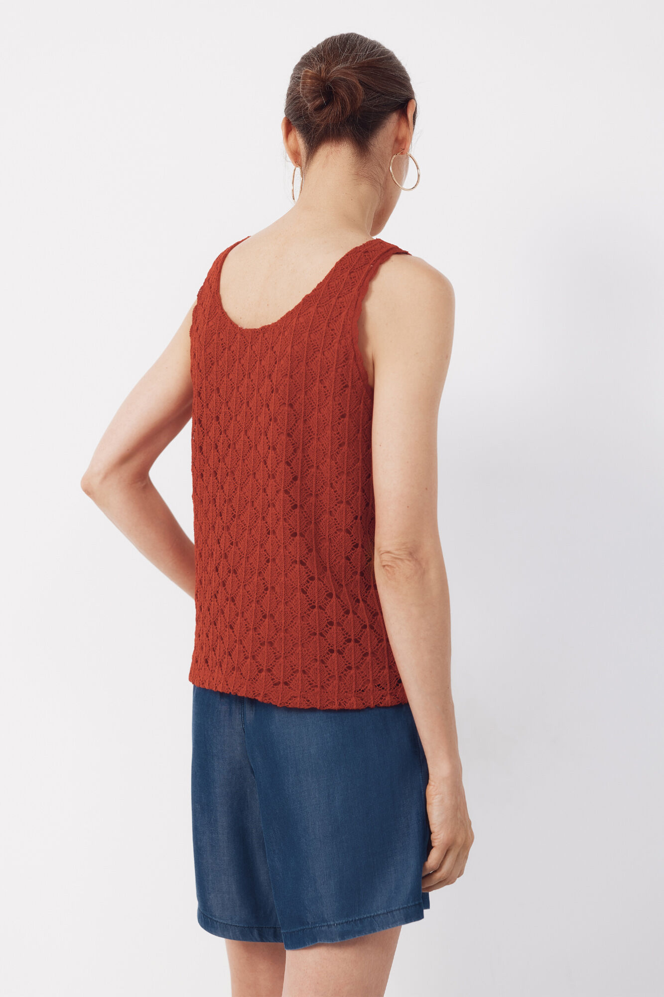 Cortefiel Top de estructura r&uacute;stica Rojo
