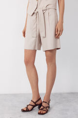Cortefiel Pantal&oacute;n bermuda de lino Arena