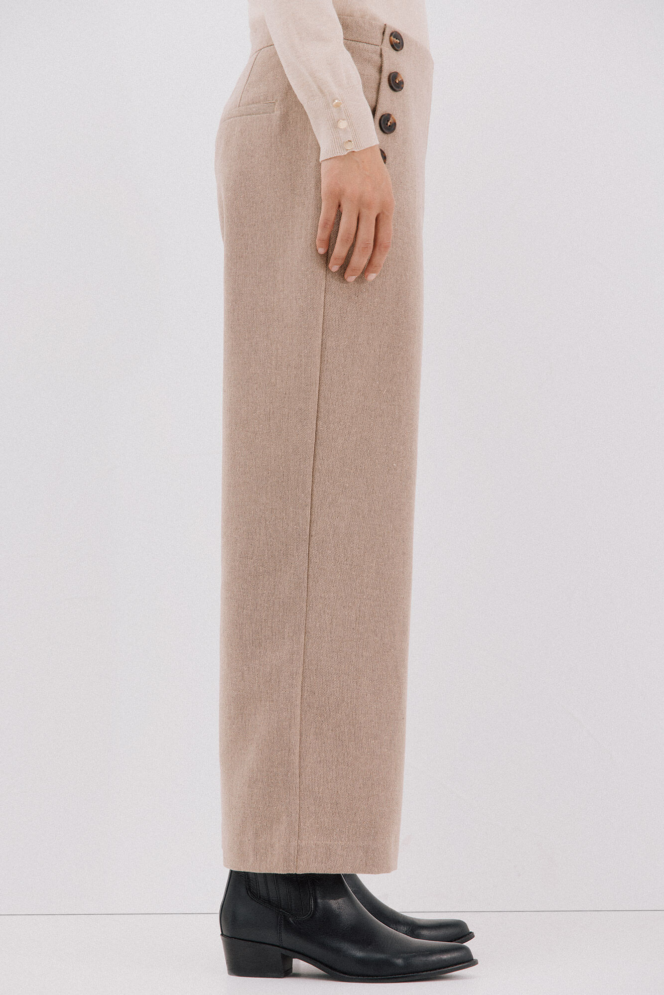 Cortefiel Pantal&oacute;n de mujer crop y ancho