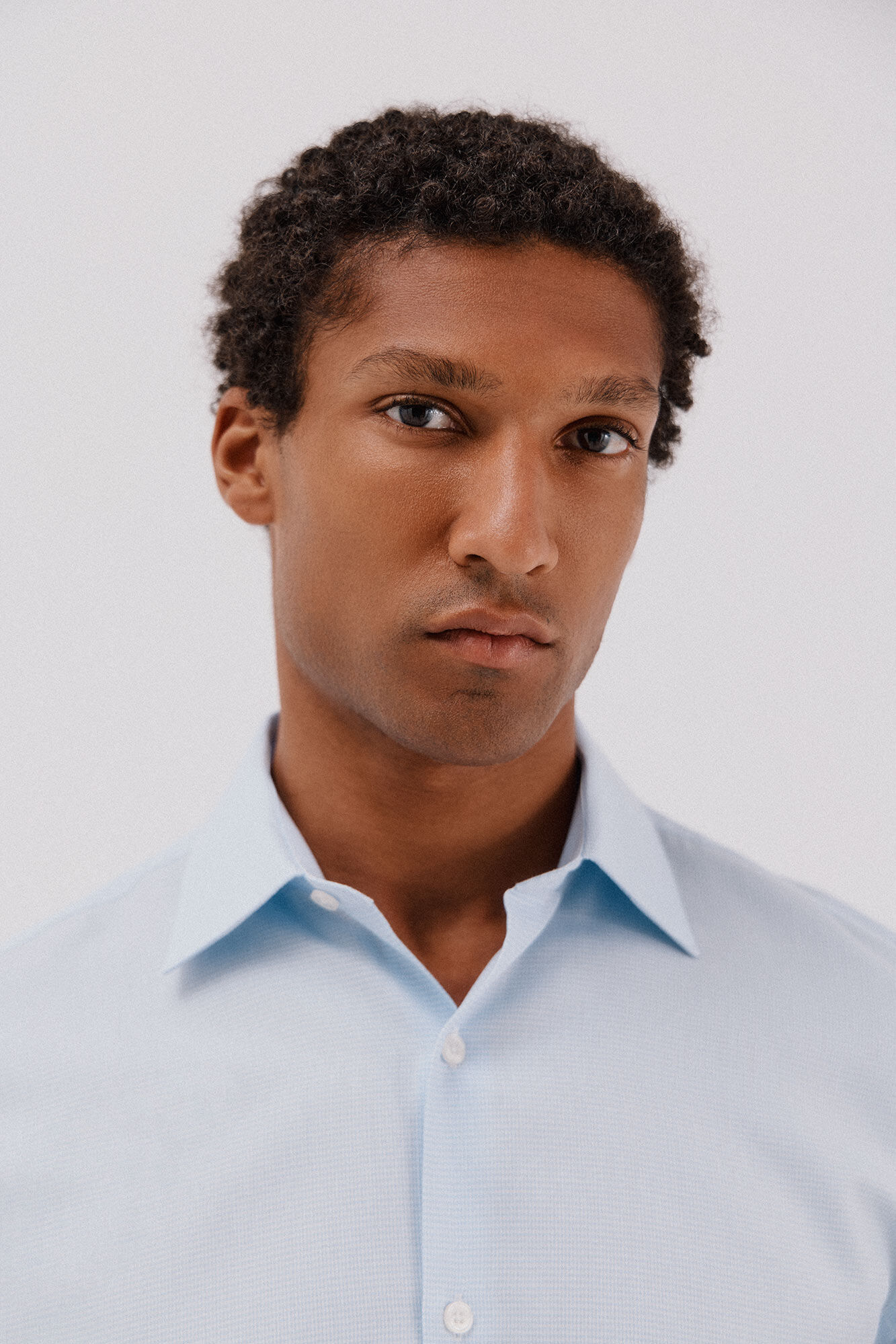 Cortefiel Camisa de vestir de pata de gallo de algod&oacute;n tencel Azul