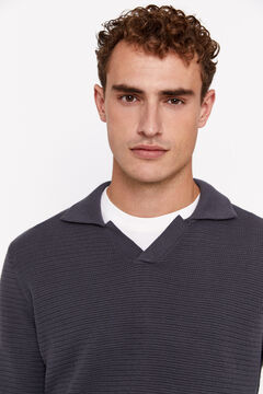 Cortefiel Jersey algodón cuello polo Gris
