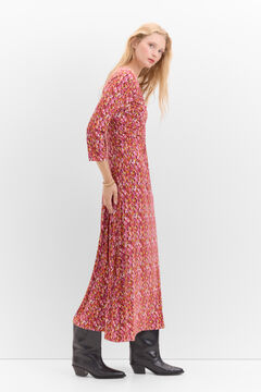 Cortefiel Vestido fruncido estampado Rosa