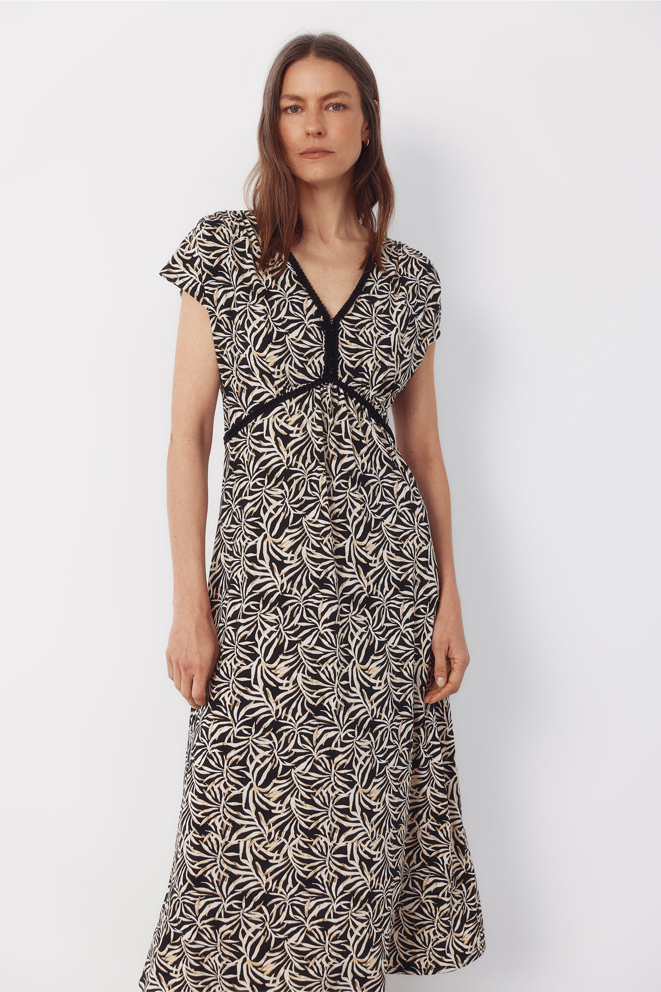 Cortefiel Vestido estampado de trenza Estampado gris