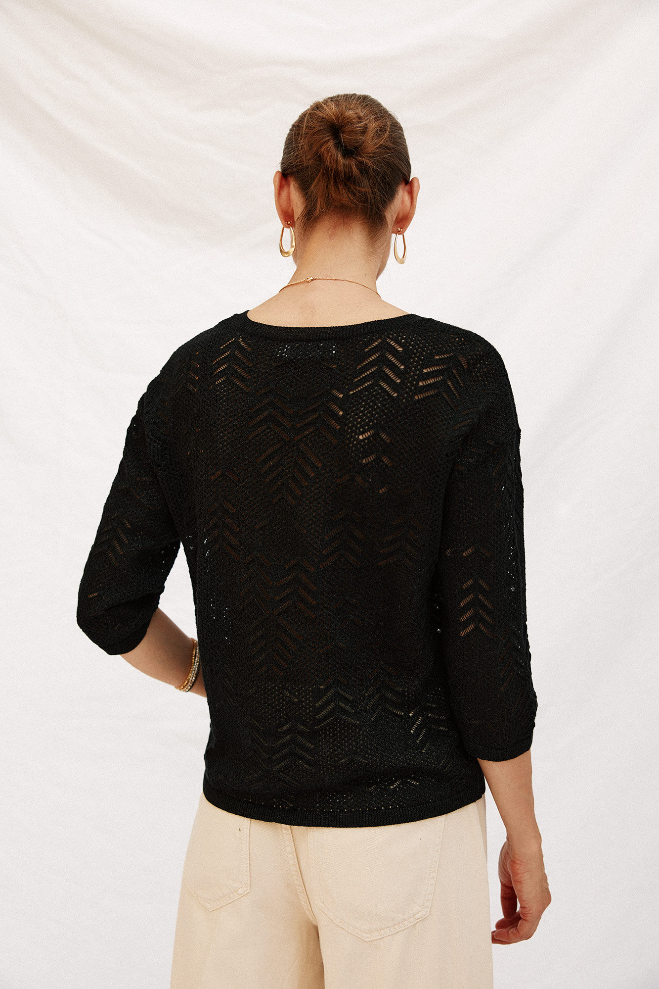 Cortefiel Su&eacute;ter con calados Negro