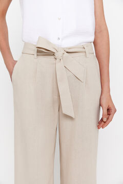 Cortefiel Pantalón recto lino Beige